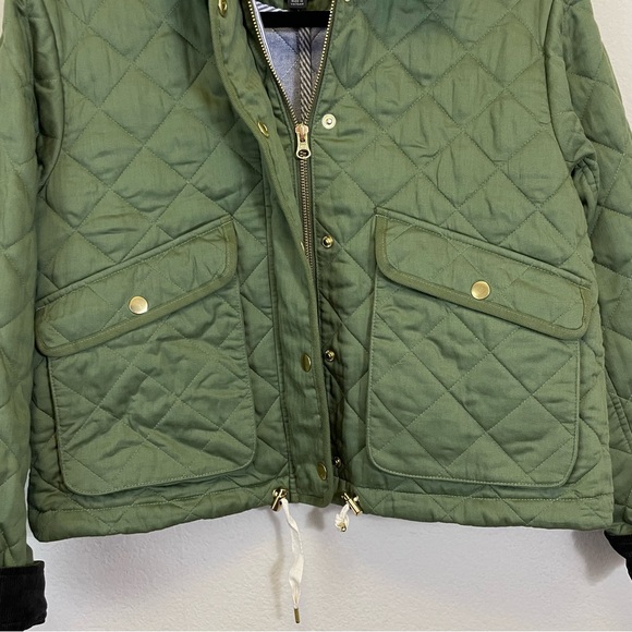 NEW J.Crew Limited-edition new cropped quilted Barn Jacket Green Size XS - Picture 7 of 14